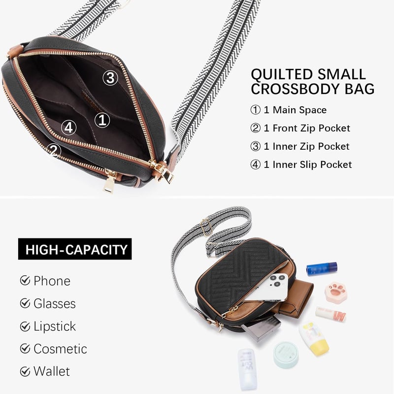 Bostanten Quilted Crossbody Bags for Women Vegan Leather Purses Small Shoulder Handbags with Wide Strap | Quilted, Small, with Wide Strap, Quilted, Purses, Small - Image 5